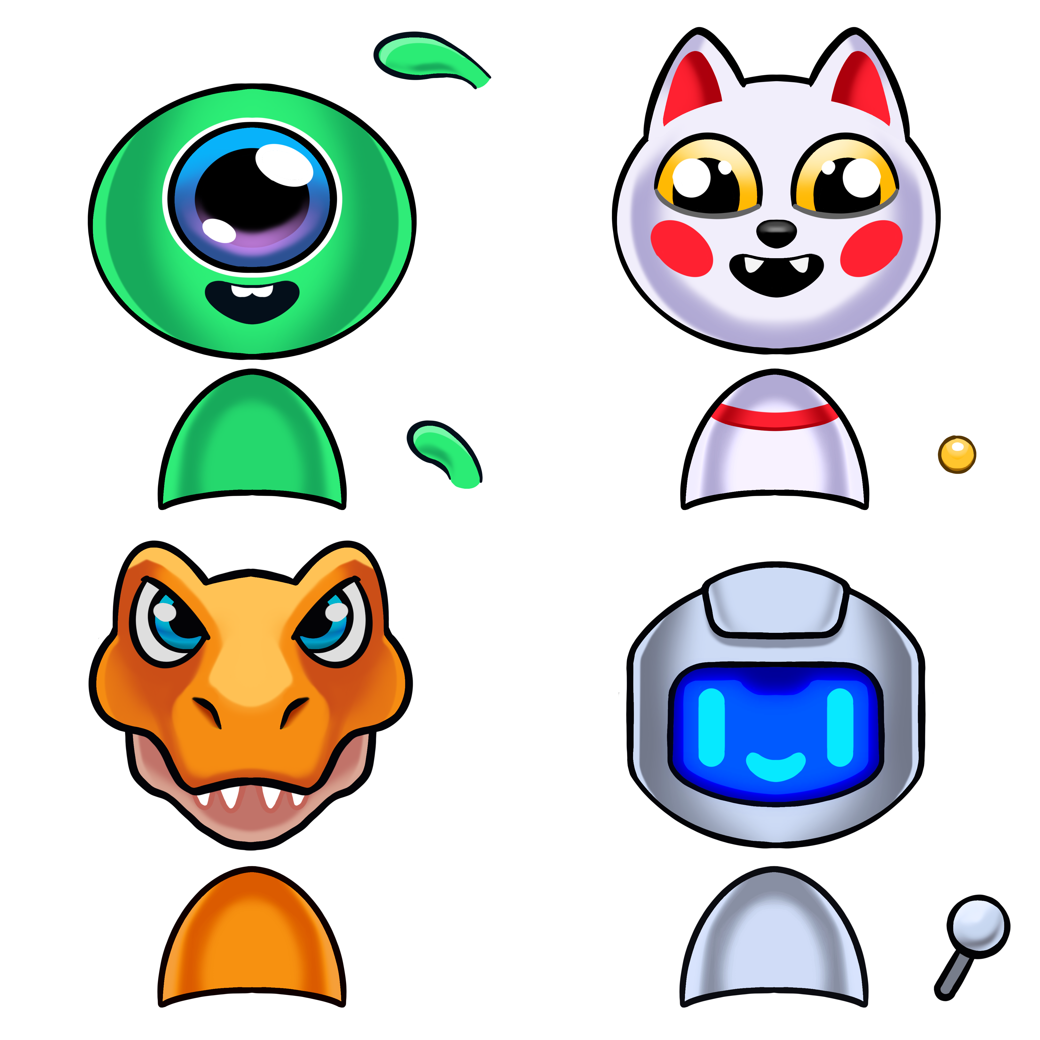 Party Ships — character designs including colourful ship captains and crew